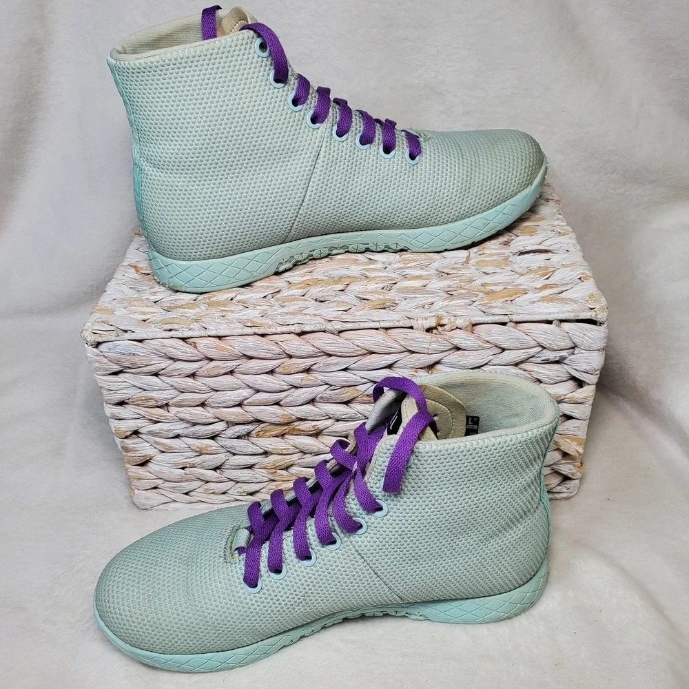 NoBull Outwork Training Sneakers Shoe Light Teal Super Mesh High‎ Top Size 8.5 W